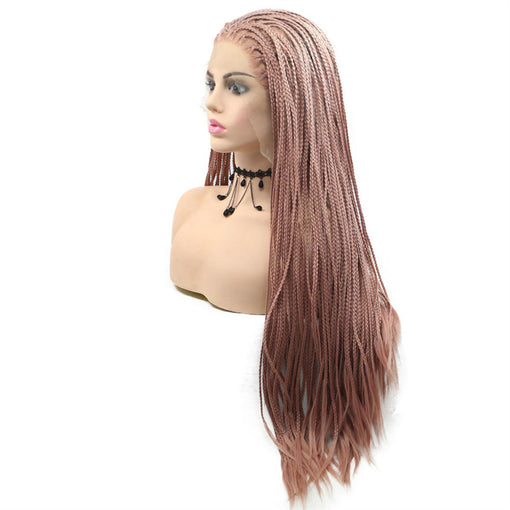 Light Brown Braids Long Lace Front High Heat Resistant Fiber Synthetic Hair Wigs [ILS5637]
