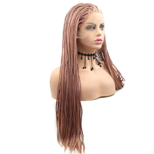 Light Brown Braids Long Lace Front High Heat Resistant Fiber Synthetic Hair Wigs [ILS5637]