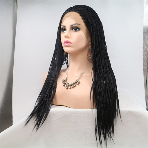 Black Braids Long Lace Front High Heat Resistant Fiber Synthetic Hair Wigs [ILS5639]