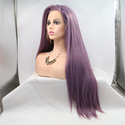 Lavender Silky Straight Long Lace Front High Heat Resistant Fiber Synthetic Hair Wigs [ILS5653]