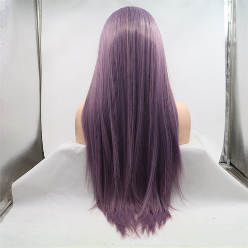 Lavender Silky Straight Long Lace Front High Heat Resistant Fiber Synthetic Hair Wigs [ILS5653]