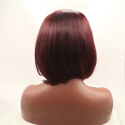 Brown Silky Straight Short Lace Front High Heat Resistant Fiber Synthetic Hair Wigs [ILS5655]