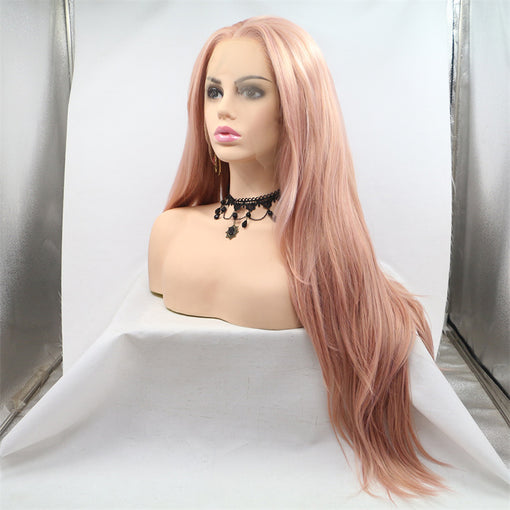 Light Pink Silky Straight Long Lace Front High Heat Resistant Fiber Synthetic Hair Wigs [ILS5656]
