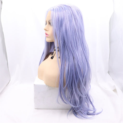 Dutch Blue Wavy Long Lace Front High Heat Resistant Fiber Synthetic Hair Wigs [ILS5665]