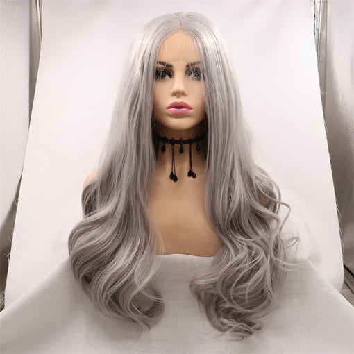 Leaden Grey Body Wave Long Lace Front High Heat Resistant Fiber Synthetic Hair Wigs [ILS5666]