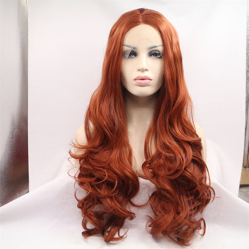 Bronze Red Body Wave Long Lace Front High Heat Resistant Fiber Synthetic Hair Wigs [ILS5670]