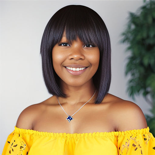 Short Bob Hairstyle 10 Inches Silky Straight Natural Black Remy Human Hair Full Lace Wigs [IFHSS6088]
