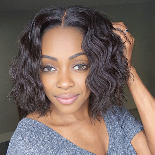Short Bob Hairstyle 12 Inches Body Wave Natural Black Remy Human Hair Full Lace Wigs [IFHBW6093]