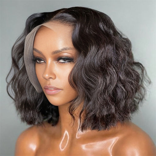 Short Bob Hairstyle 12 Inches Body Wave Natural Black Remy Human Hair Full Lace Wigs [IFHBW6093]