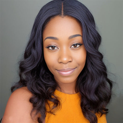 14 Inches Body Wave Natural Black Remy Human Hair Lace Front Wigs [ILHBW6099]