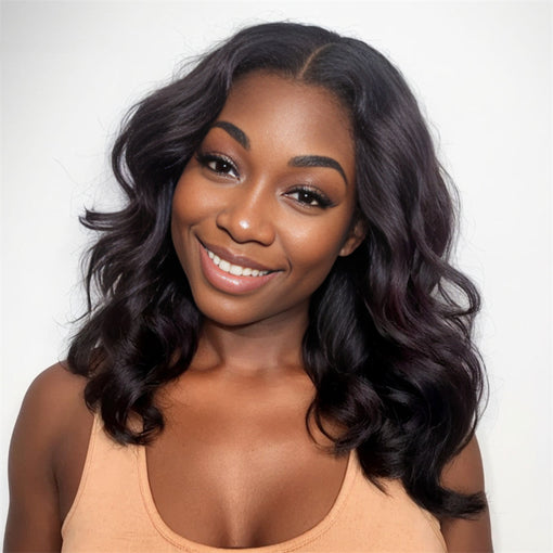 14 Inches Body Wave Natural Black Remy Human Hair Lace Front Wigs [ILHBW6099]