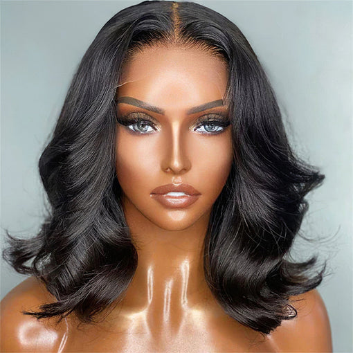 14 Inches Body Wave Natural Black Remy Human Hair Lace Front Wigs [ILHBW6099]