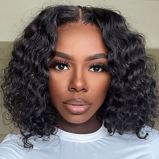 14 Inches Curly Natural Black Remy Human Hair 360 Lace Wigs [I3HCY6103]