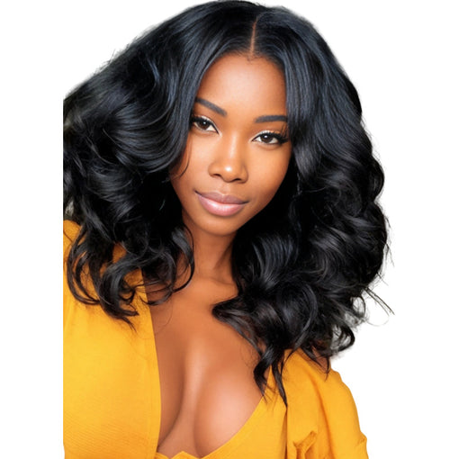16 Inches Body Wave Natural Black Remy Human Hair 360 Lace Wigs [I3HBW6104]