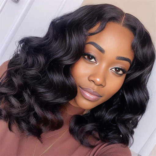 16 Inches Body Wave Natural Black Remy Human Hair Lace Front Wigs [ILHBW6104]