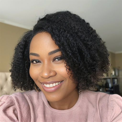 Short Bob Hairstyle 12 Inches Curly Natural Black Remy Human Hair Lace Front Wigs [ILHCY6109]