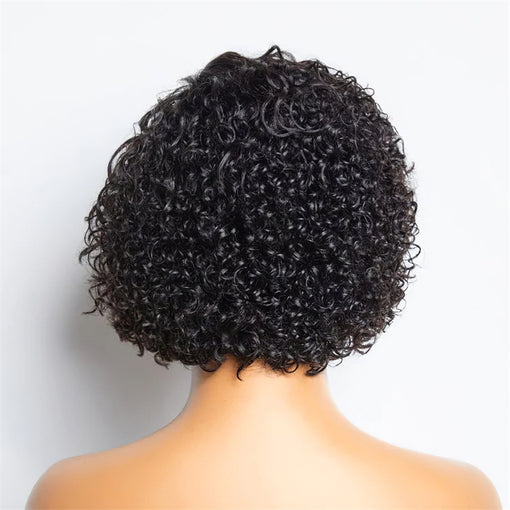 Short Bob Hairstyle 12 Inches Curly Natural Black Remy Human Hair Lace Front Wigs [ILHCY6109]