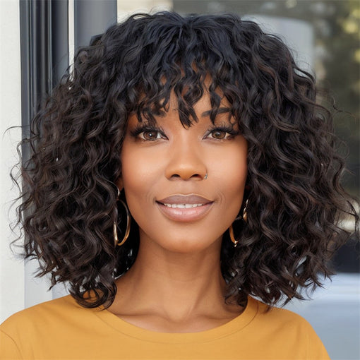 14 Inches Curly #2 Dark Brown Remy Human Hair Lace Front Wigs [ILHCY6112]