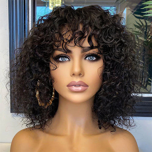 14 Inches Curly #2 Dark Brown Remy Human Hair Full Lace Wigs [IFHCY6112]