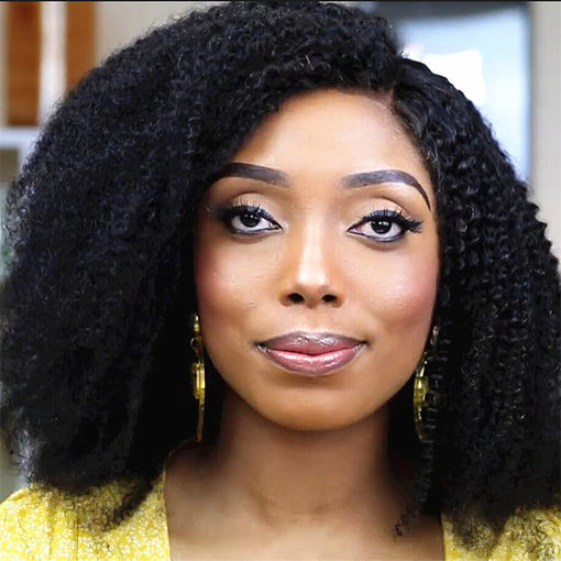 16 Inches Curly Natural Black Remy Human Hair 360 Lace Wigs [I3HCY6114]