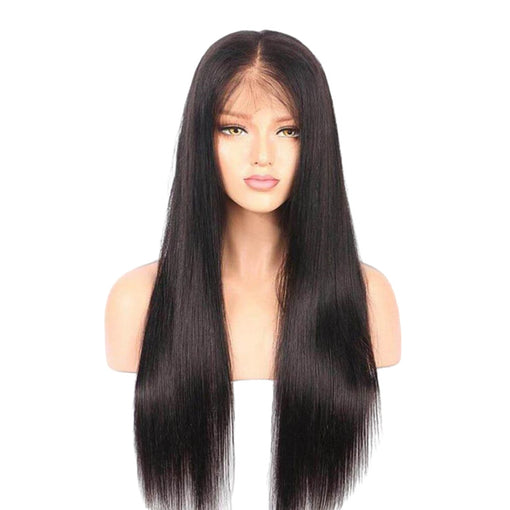 22 Inches Silky Straight Natural Black Remy Human Hair Lace Front Wigs [ILHSS6117]