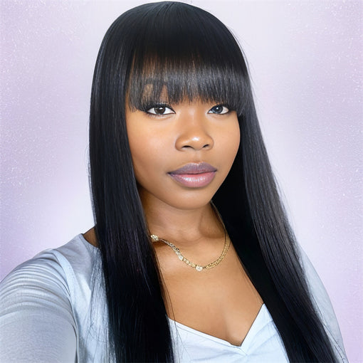 20 Inches Silky Straight Natural Black Remy Human Hair Full Lace Wigs [IFHSS6118]
