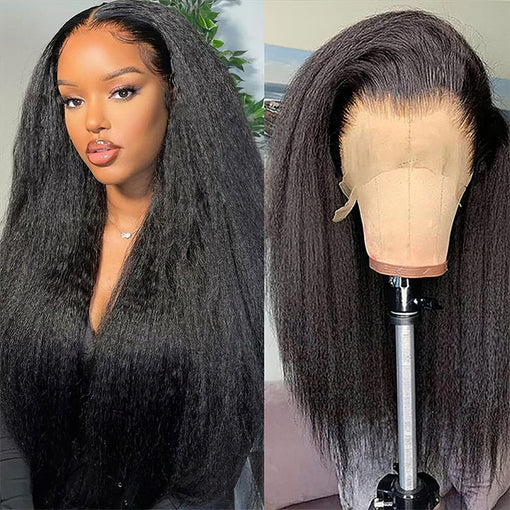 20 Inches Kinky Straight Natural Black Remy Human Hair Full Lace Wigs [IFHKS6119]