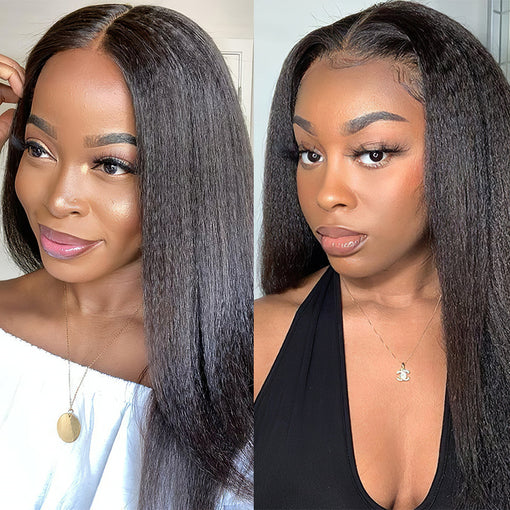 20 Inches Yaki Straight #2 Dark Brown Remy Human Hair Lace Front Wigs [ILHYS6120]
