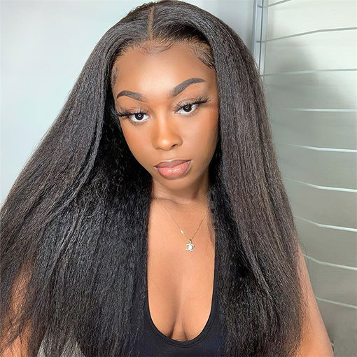 20 Inches Yaki Straight #2 Dark Brown Remy Human Hair Lace Front Wigs [ILHYS6120]