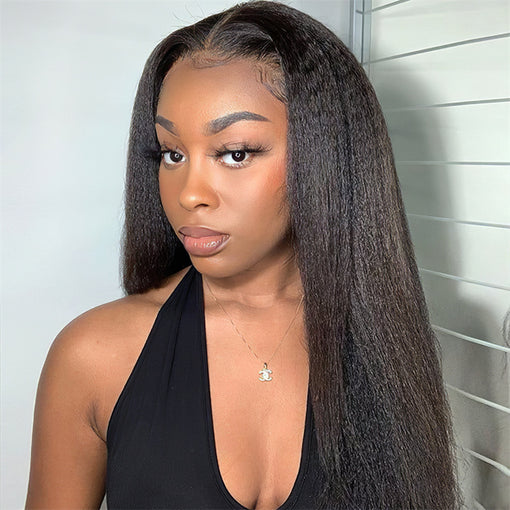 20 Inches Yaki Straight #2 Dark Brown Remy Human Hair Lace Front Wigs [ILHYS6120]