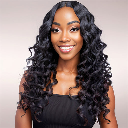 22 Inches Deep Wave Natural Black Remy Human Hair Lace Front Wigs [ILHDW6127]