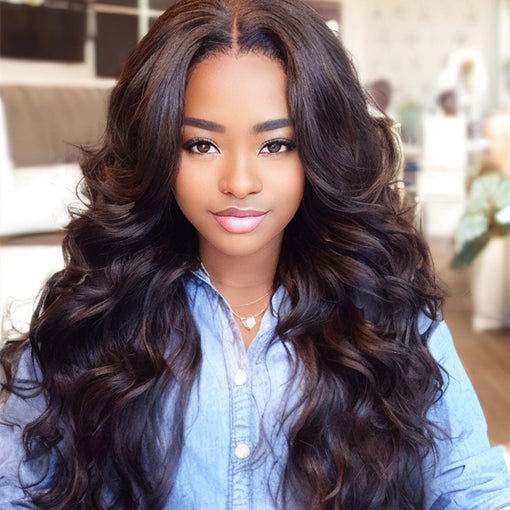 22 Inches Body Wave Natural Black Remy Human Hair 360 Lace Wigs [I3HBW6130]