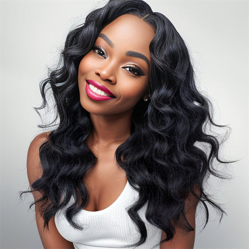 22 Inches Body Wave Natural Black Remy Human Hair Lace Front Wigs [ILHBW6133]