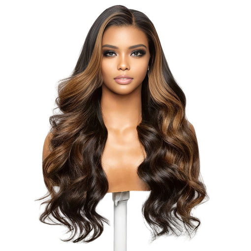 26 Inches Body Wave Mixed Brown Remy Human Hair Full Lace Wigs [IFHBW6137]