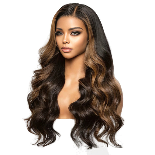 26 Inches Body Wave Mixed Brown Remy Human Hair Full Lace Wigs [IFHBW6137]