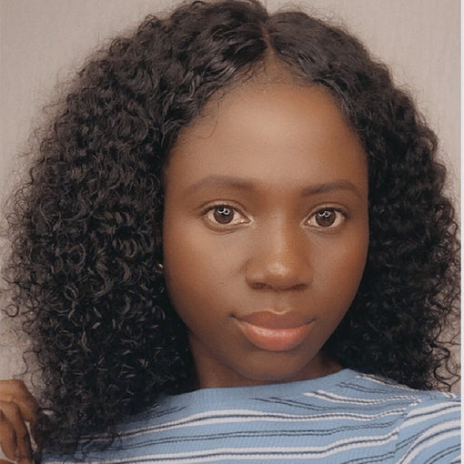 18 Inches Curly Natural Black Remy Human Hair Lace Front Wigs [ILHCY6138]