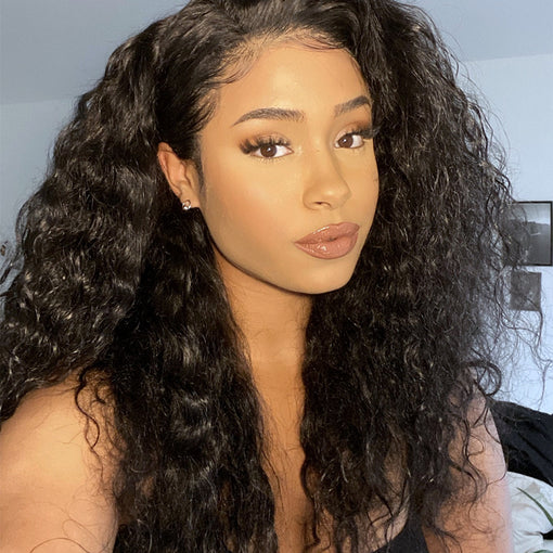 18 Inches Curly Natural Black Remy Human Hair Lace Front Wigs [ILHCY6142]