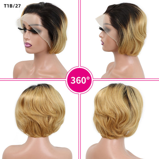 Short Bob Undetectable 13*4 Lace Front Body Wave Human Hair Wigs [IHLBW6170]