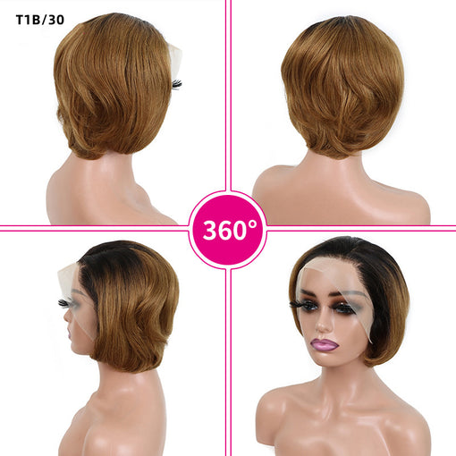 Short Bob Undetectable 13*4 Lace Front Body Wave Human Hair Wigs [IHLBW6170]