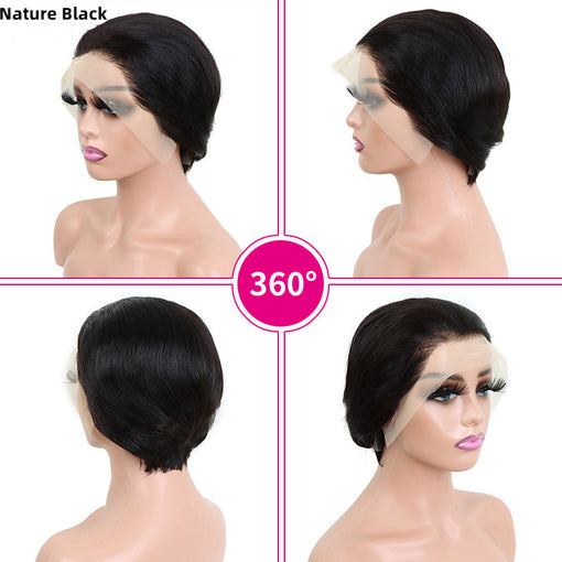 Short Pixie Undetectable 13*4 Lace Front Silky Straight Human Hair Wigs [IHLSS6171]