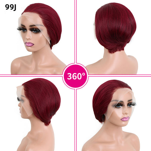 Short Pixie Undetectable 13*4 Lace Front Silky Straight Human Hair Wigs [IHLSS6171]