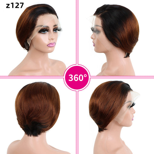 Short Pixie Undetectable 13*4 Lace Front Silky Straight Human Hair Wigs [IHLSS6171]