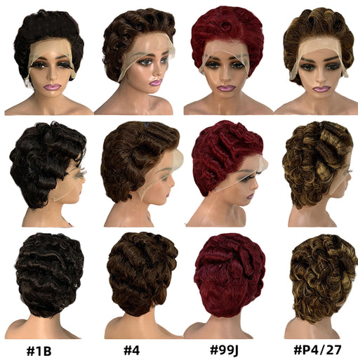Short Retro Undetectable 13*4 Lace Front Body Wave Human Hair Wigs [IHLBW6172]