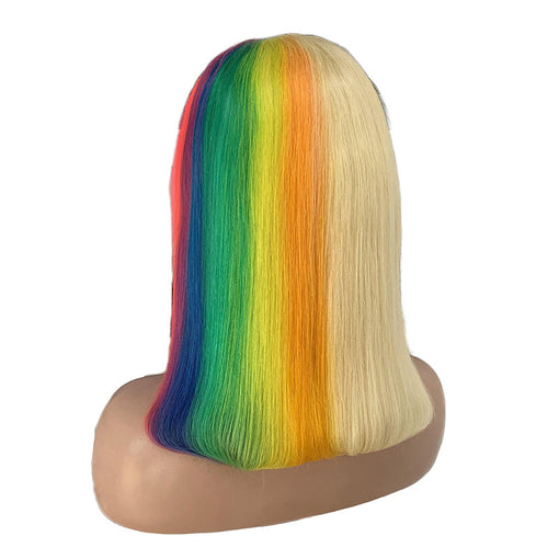 10-12 Inches Undetectable 13*4 Lace Front Rainbow Color Lob Silky Straight Human Hair Wigs [IHLSS6175]