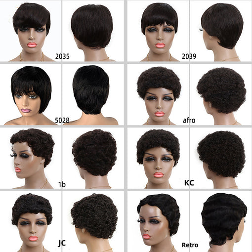 Shot Pixie Glueless Basic Cap Natural Black Human Hair Capless Wigs [CLHSS6200]