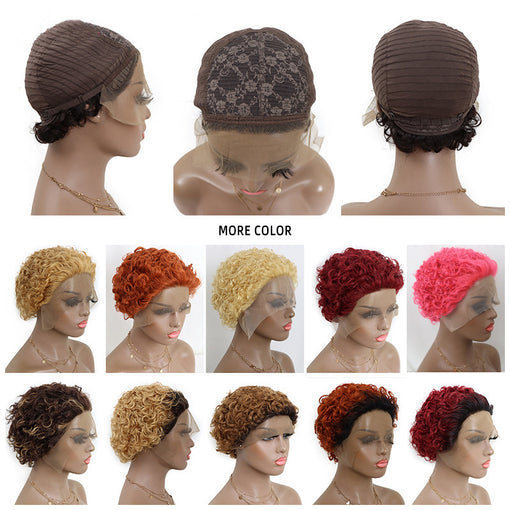 Short Curly 13*1 Lace Human Hair Wigs [IHLCY6202]