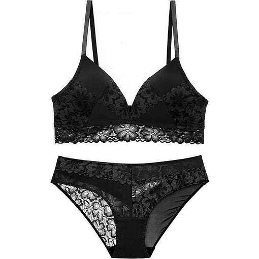 Lace Wireless Triangle Lightly Lined Bra & Panty Sets [BRPY0010]