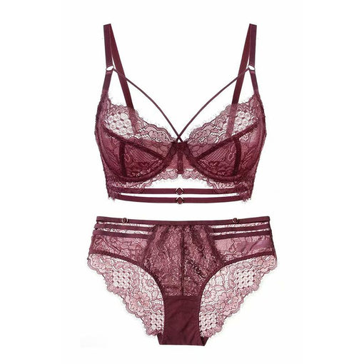 Lace Underwire Unlined Minimizer Bra & Panty Sets [BRPY0021]