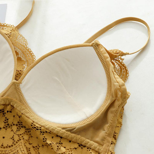 Minimizer Lace Mulberry Silk Elegant Wireless Tank Top Bra & Panty Sets [BRPY0029]