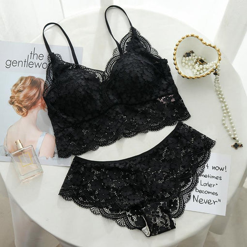 Minimizer Lace Mulberry Silk Elegant Wireless Tank Top Bra & Panty Sets [BRPY0029]